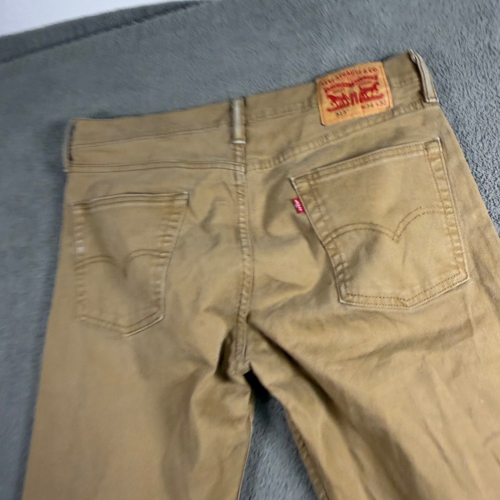 Levis 513 Slim Straight Mens Tan Khaki Pants 34x32 Casual Workwear 9292
